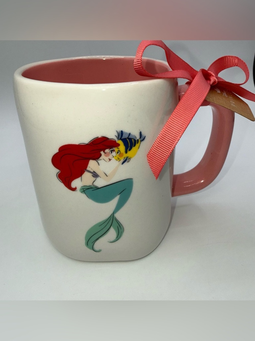 Rae Dunn Disney The Little Mermaid FIND YOUR VOICE Ariel Mug Pink Interior New
